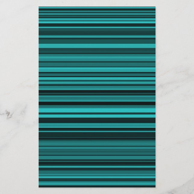 Aquamarine schwarze Streifen Briefpapier (Vorderseite)