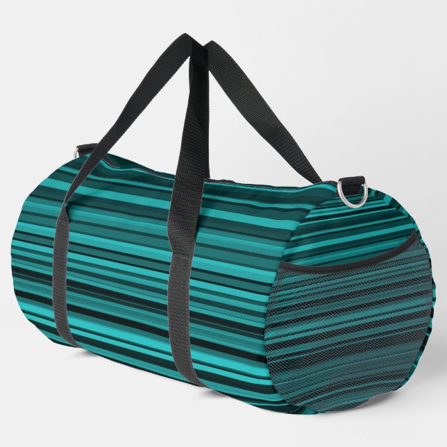 Aquamarine schwarze Streifen Duffle Bag (Rechte Ecke)