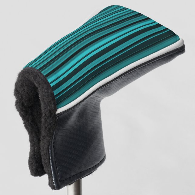 Aquamarine schwarze Streifen Golf Headcover (3/4 Vorderseite)