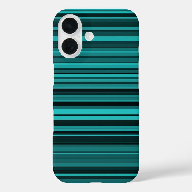 Aquamarine schwarze Streifen iPhone 16 Hülle (Rückseite)