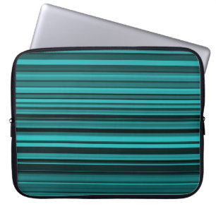 Aquamarine schwarze Streifen Laptopschutzhülle