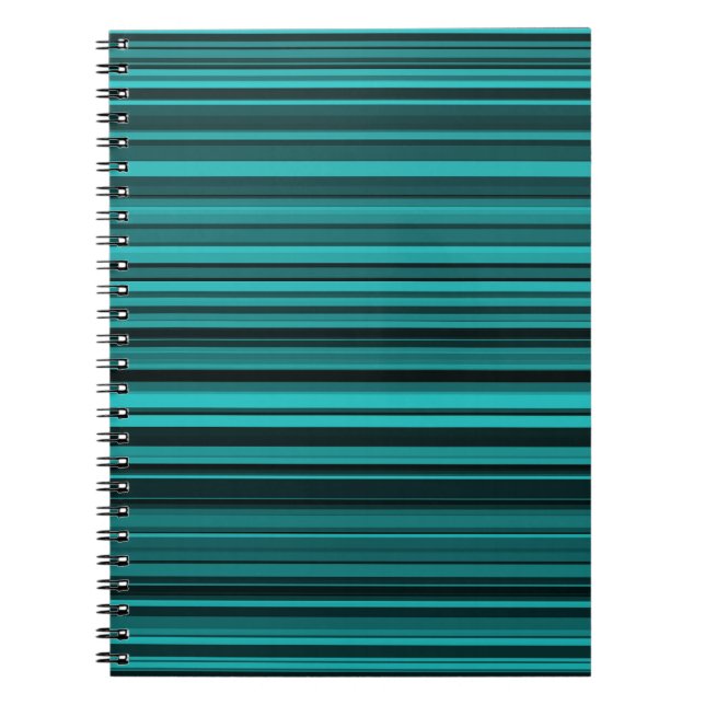 Aquamarine schwarze Streifen Notizblock (Vorderseite)