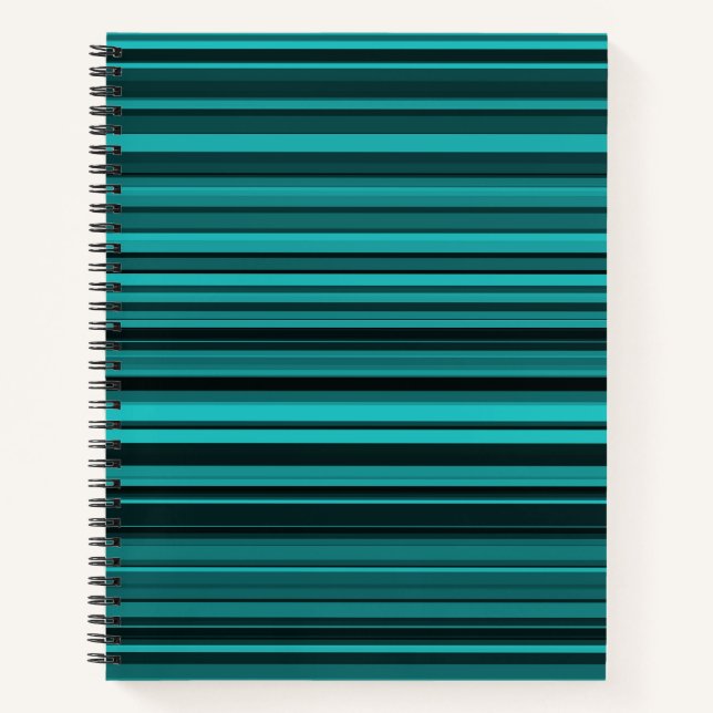 Aquamarine schwarze Streifen Notizbuch (Vorderseite)