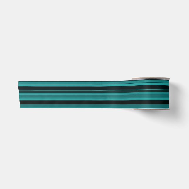 Aquamarine schwarze Streifen Satinband (Vorderseite)