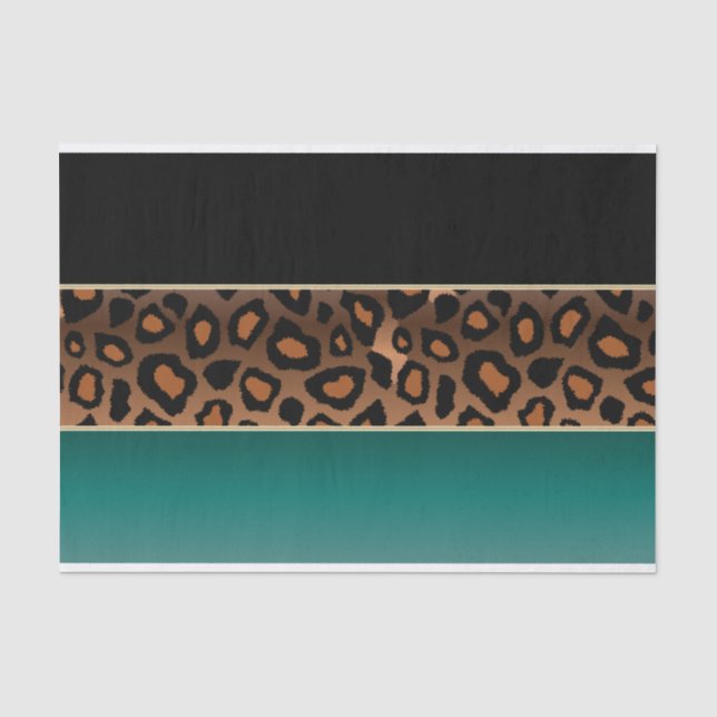 Aquamarine, schwarze und jaguare Print Seidenpapier (Vorderseite)
