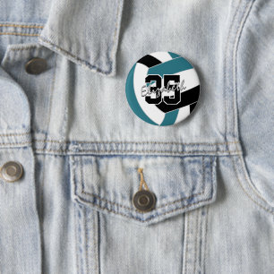 aquamarine Schwarze Volleyball-Mannschaftsfarben Button
