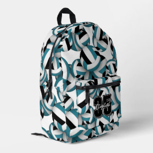 Aquamarine schwarze Volleyball-Mannschaftsfarben m Bedruckter Rucksack