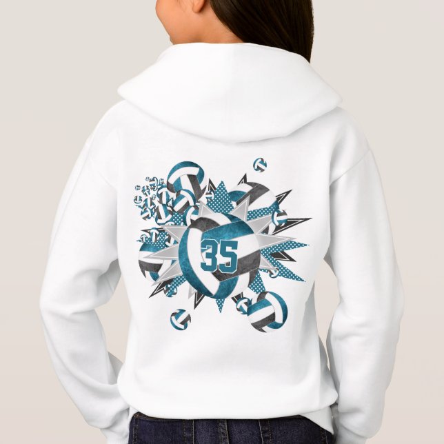 aquamarine schwarze Volleyball-Stars Hoodie (Rückseite)