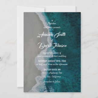 Aquamarine Sea Shore Zielstrasse Hochzeit Einladung