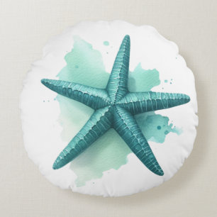 Aquamarine Seashell Beachy Coasty Muschel Rundes Kissen