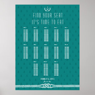Aquamarine Seekarte für Anker Poster
