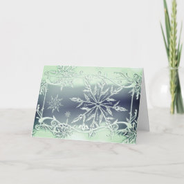 Aquamarine Silberfroseis, elegant Schneeflocke Karte