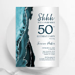 Aquamarine Silver Agate Überraschung 50. Geburtsta Einladung<br><div class="desc">Aquamarine und silberne Überraschung 50. Geburtstagsfeier Einladung. Elegantes modernes Design mit Aquarellfarben-marmorgeode Hintergrund,  Imitats Glitzer Silber und Typografie Skript-Schriftart. Die trendige Einladungskarte eignet sich perfekt für eine stilvolle Damenfeier. Gedruckte Zazzle Einladungen oder Sofortdownload digitalen druckbaren Vorlage.</div>