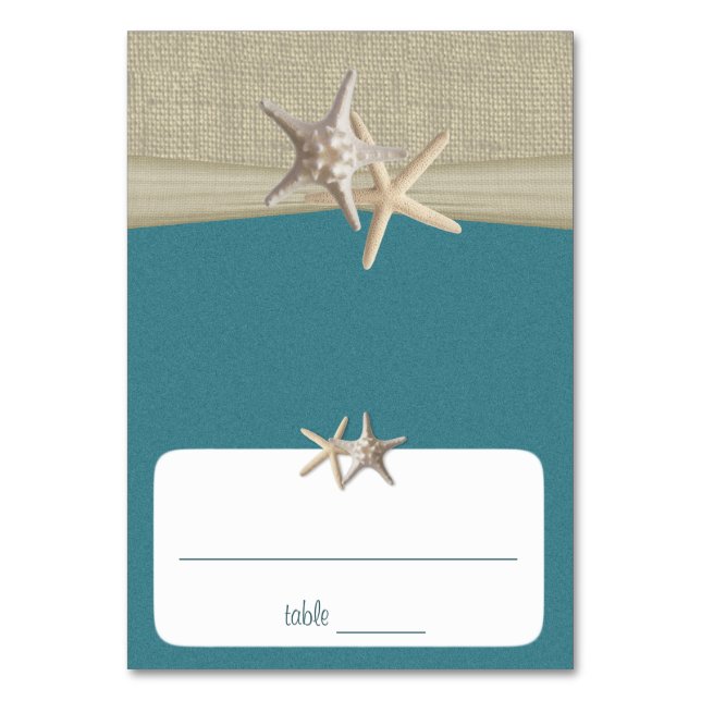 Aquamarine Sitzkarte von Beach Amore Tischnummer (Vorderseite)