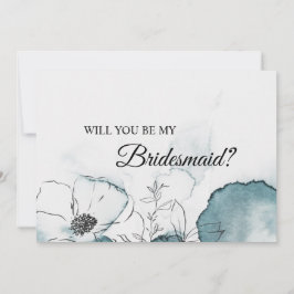Aquamarine Sketch Bridesmaid-Vorschlagskarte Einladung
