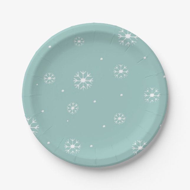Aquamarine Snowflake Paper-Teller Pappteller (Vorderseite)