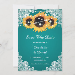 Aquamarine Sonnenblume speichern Datumskarten Save The Date