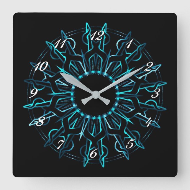 Aquamarine Sonnenstube Quadratische Wanduhr (Vorderseite)