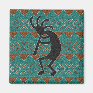 Aquamarine Southwestern Design Kokopelli Magnet