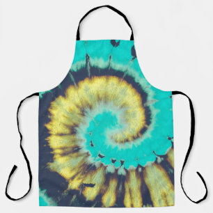 Aquamarine Spirale Abstrakt. Tye Dye Shirt Circle. Schürze