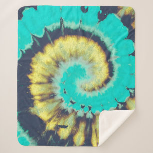 Aquamarine Spirale Abstrakt. Tye Dye Shirt Circle. Sherpadecke