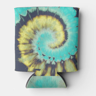 Aquamarine Spirale: Grunge Hippie Texture. Dosenkühler
