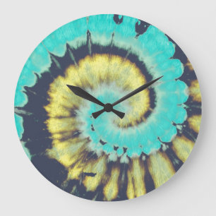 Aquamarine Spirale: Grunge Hippie Texture. Große Wanduhr