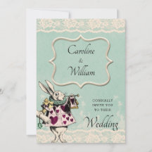 Aquamarine Spitzen-Alice im Wunderland Einladung z