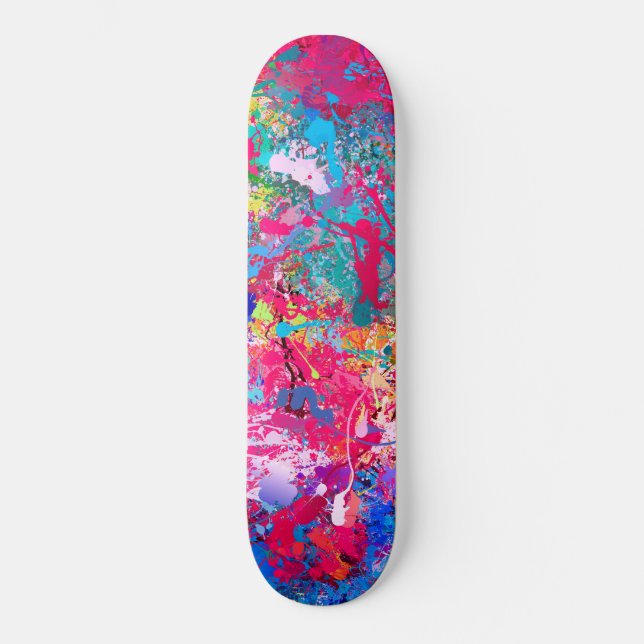 Aquamarine Splash Abstraction Skateboard (Vorderseite)