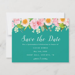 Aquamarine Spring Quinceañera Save the Date-Karte Dankeskarte