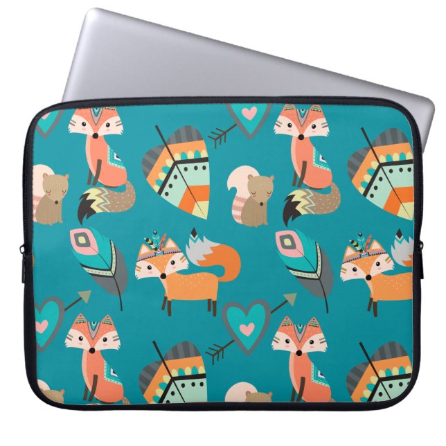 Aquamarine Stammesfüchse Laptopschutzhülle (Vorderseite)