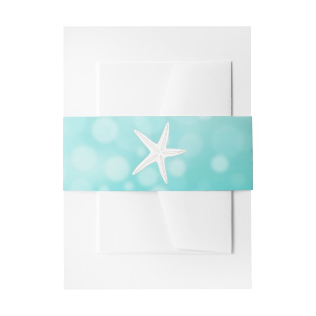 Aquamarine Starfish Bubbles Hochzeitbands Einladungsbanderole (Vorderseite Beispiel)