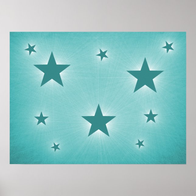 Aquamarine Sterne im Night Sky Poster (Vorne)