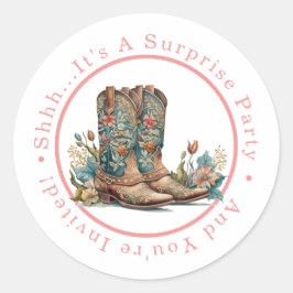 Aquamarine Stiefel und Wildblumen Überraschendes P Runder Aufkleber