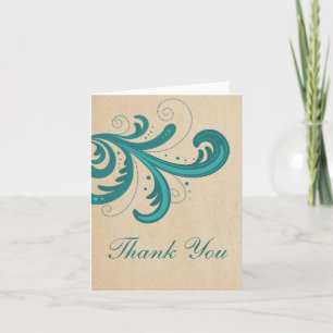 Aquamarine stilvolle Wirbel Dankeschön Card Dankeskarte