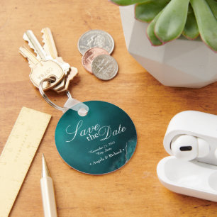 Aquamarine Strahlung: Circle Save the Date Schlüss Schlüsselanhänger