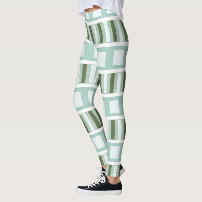 Aquamarine Streifen auf dem grünen Platz Leggings (Links)