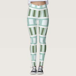 Aquamarine Streifen auf dem grünen Platz Leggings
