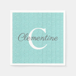 Aquamarine Streifen aus türkisfarbenem Glitzer Serviette