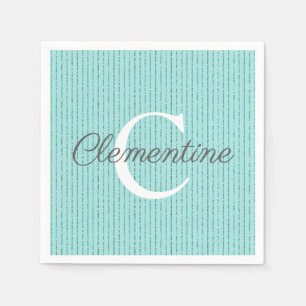 Aquamarine Streifen aus türkisfarbenem Glitzer Serviette