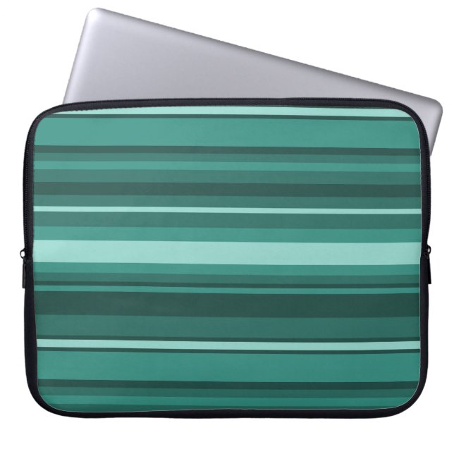 Aquamarine Streifen Laptopschutzhülle (Vorderseite)