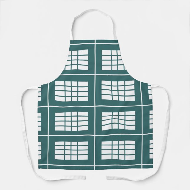Aquamarine Streifen Muster Bäckerei Catering Küche Schürze (Vorderseite)