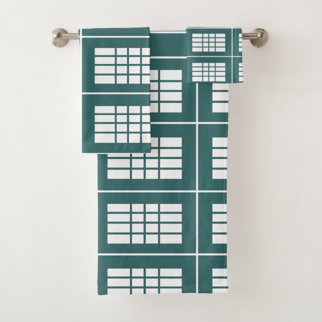 Aquamarine Streifen Muster Elegant Moderne Badhandtuch Set (Insitu)