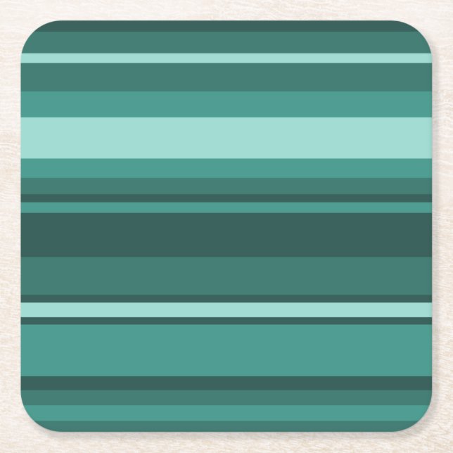 Aquamarine Streifen Rechteckiger Pappuntersetzer (Vorderseite)