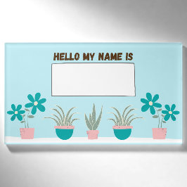 Aquamarine Sukkuline und Blume Namenschild