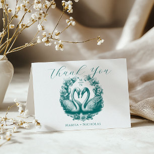 Aquamarine Swan Lake Wedding Dankeschön Karte   Ro