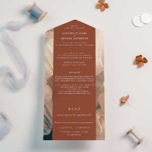 Aquamarine Terracotta abstrakte uAwg Hochzeit All In One Einladung