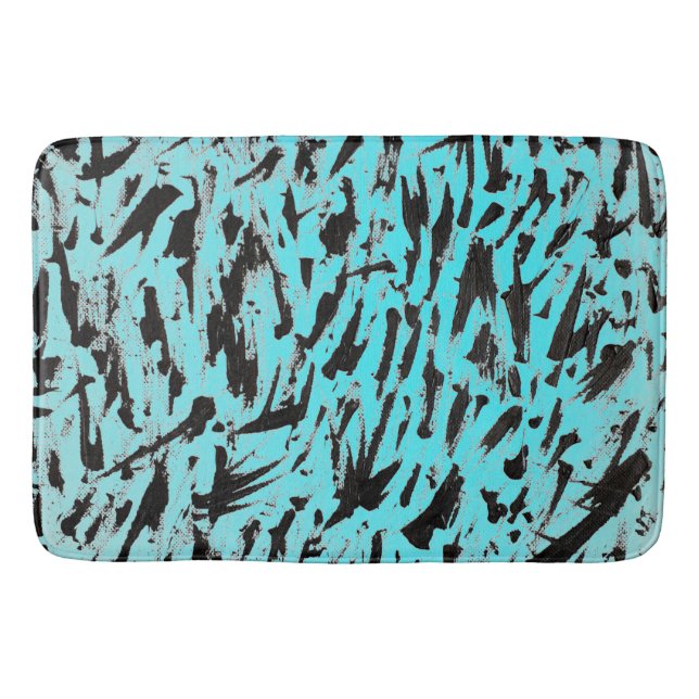 Aquamarine Tierausdruck Abstrakt Badematte (Vorderseite)