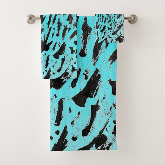 Aquamarine Tierausdruck Abstrakt Badhandtuch Set (Insitu)