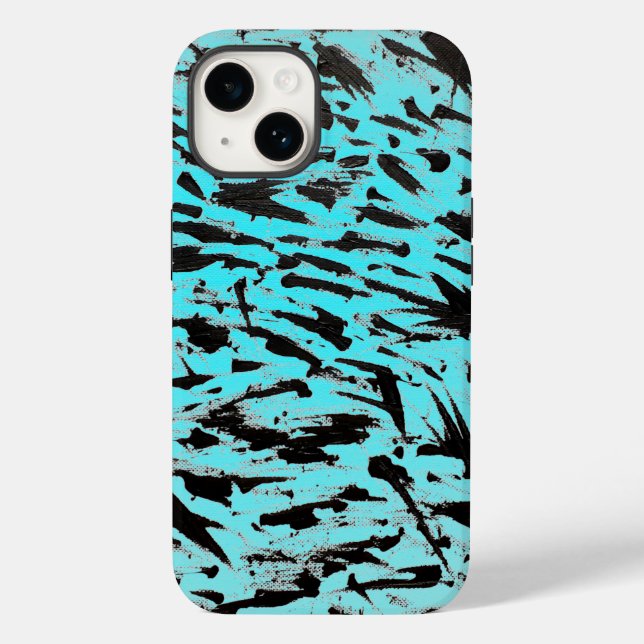 Aquamarine Tierausdruck Abstrakt Case-Mate iPhone 14 Hülle (Rückseite)